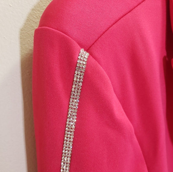 JM Studio by John Meyer Women's Pink Bling Rhinestone Blazer NWT (Large) - Picture 3 of 9